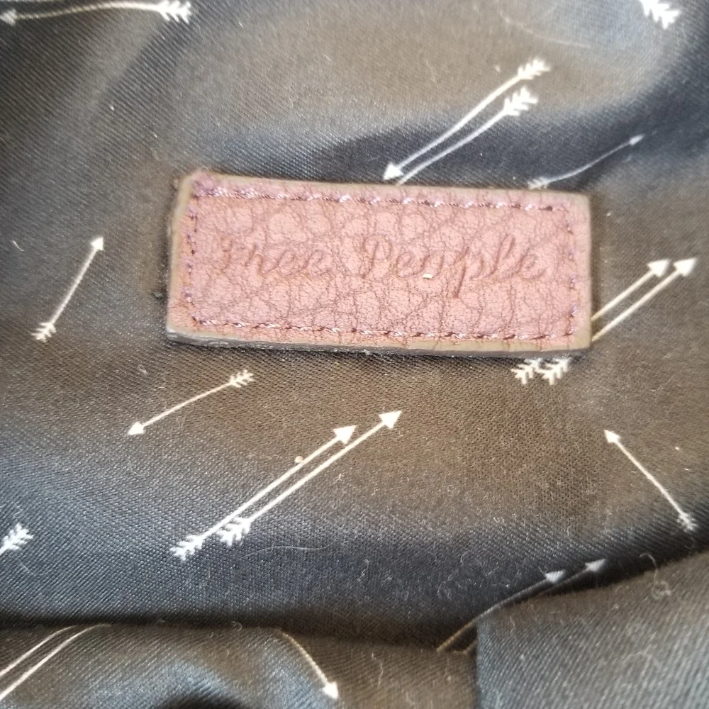 Free People Pebbled Vegan Leather Large Pouch Plum Colored